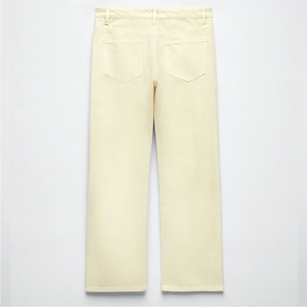 NWT ZARA Mid Rise Patch Pocket Yellow Jeans 2 - Picture 4 of 16